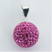 Wholesale Sterling Silver Czech Crystals Pendant 14mm Pink Sparkle