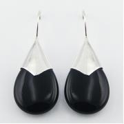 Wholesale Sterling Silver Black Agate Pear Cut Cabochon Drops