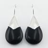Sterling Silver Black Agate Pear Cut Cabochon Drops