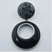 Wholesale 925 Silver Black Agate Pendant Hinged Snowflake Jasper