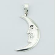 Wholesale 925 Sterling Silver Moon Pendant Crescent Profile Relief