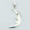 925 Sterling Silver Moon Pendant Crescent Profile Relief