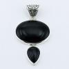 925 Silver Gemstone Pendant Oval & Drop Shaped Black Agate