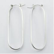 Wholesale Attractive Long Slim Gorgeous Oval Sterling Silver Hoops