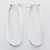 Attractive Long Slim Gorgeous Oval Sterling Silver Hoops wholesale
