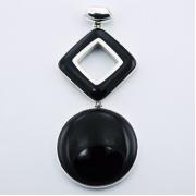 Wholesale 925 Silver Gemstone Pendant Round & Square Cut Black Agate