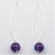 Wholesale 12mm Amethyst Sphere Silver Stick Hanger Earrings