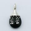 925 Silver Gemstone Pendant Black Agate Playful Wavy Lines