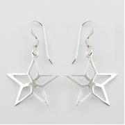 Wholesale Sterling Silver Petite Outlines Of Stars Earrings