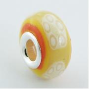 Wholesale Hand Painted Floral Pattern Fimo Bead 925 Sterling Silver