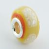 Hand Painted Floral Pattern Fimo Bead 925 Sterling Silver