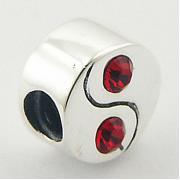 Wholesale Fashionable Yin Yang Bead 925 Shiny Silver Beads 4 Crystals