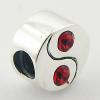 Fashionable Yin Yang Bead 925 Shiny Silver Beads 4 Crystals