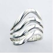 Wholesale Asymmetrical Flowing Bands Sterling Silver Open Rings Design