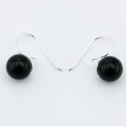 Wholesale Dainty 925 Silver Black Agate Gemstone Spheres Drop Earrings