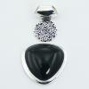 Stacked Ajoure Silver Disc Black Agate Gem Hinged Pendants wholesale