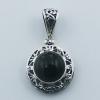 Small Round Ajoure Silver Gemstone Pendants Black Agate