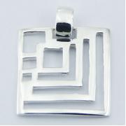 Wholesale Planet Silver Jewelry Open Geometric Lines Square Pendant