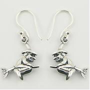 Wholesale Witch On Broom Original 925 Silver Dangle Earrings
