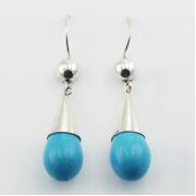 Wholesale Dainty Howlite Turquoise 925 Silver Drop Earrings