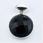 Wholesale Round Sterling Silver Black Agate Gemstone Pendants