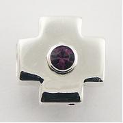 Wholesale Beautiful 925 Silver Cross Beads Centered Austrian Crystal