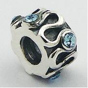 Wholesale Five Swarovski Crystals Shiny Wavy Band Sterling Silver Beads