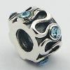 Five Swarovski Crystals Shiny Wavy Band Sterling Silver Beads