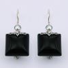 Black Agate Freshwater Pearl Ajoure Silver Drop Earrings