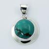 Small Handmade 925 Sterling Silver Round Turquoise Pendants