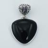 925 Silver Black Agate Pendants Hinged Glossy Gemstone