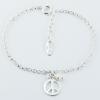 Sterling Silver Peace Charm Bracelets With Freshwater Pearl