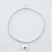 Wholesale Sterling Silver Beads Stretch Bracelets With Puffed Heart Chain
