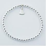 Wholesale Polished 4mm Sterling Silver Spheres Stretch Bracelets