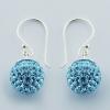 Crystals Dangle Earrings Sterling Silver Ice Blue Spheres