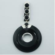 Wholesale Silver Black Agate Donut Pendants Gems On Clasp And Bail