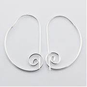 Wholesale Curved Semi Circle 33mm Silver Hoop Earrings