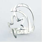 Wholesale Plain Sterling Silver Ring Curvy Cut Out Open Star And Moon