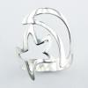 Plain Sterling Silver Ring Curvy Cut Out Open Star And Moon