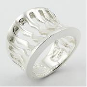 Wholesale Concaved Openwork Vertical Wavy Spaces Sterling Silver Rings