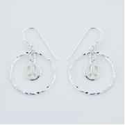 Wholesale 925 Silver Peace Symbol In Twisted Hoop Danglers