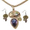 Abalone And CZ Jewelry Set, Ring, Earring, Bracelet