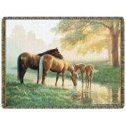 Wholesale Spring Morning Horses Wall Tapestry Afghan