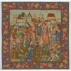 Wine Making With Border European Tapestry Wall Hanging