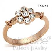 Wholesale Rose Gold Stainless Steel Top Grade Crystal Ring