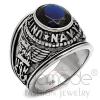 Stainless Steel Synthetic Glass Military Ring