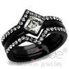 Stainless Steel Stackable Hematite Plating Crystal Ring