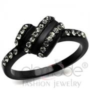 Wholesale Stainless Steel Black Heart Crystal Ring