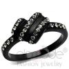 Stainless Steel Black Heart Crystal Ring