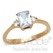 Wholesale Stainless Steel Rose Gold Plating CZ Ring